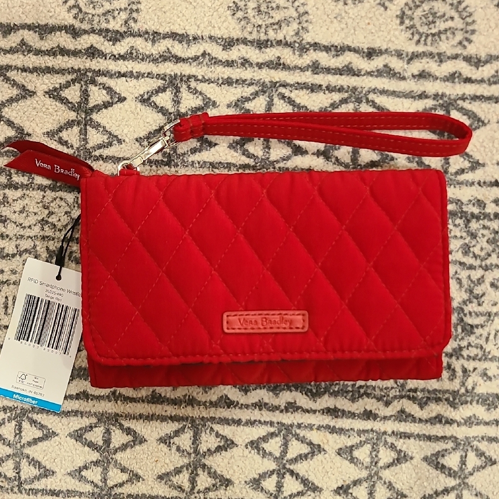 Vera Bradley Rfid Smartphone Wristlet Tango Red Wallet.